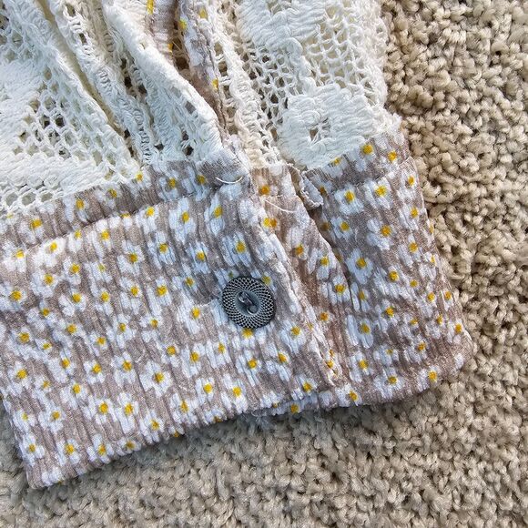 POL Boho Babe mixed media floral Blouse Multi-Color Pattern Women's Size Medium - Picture 7 of 15